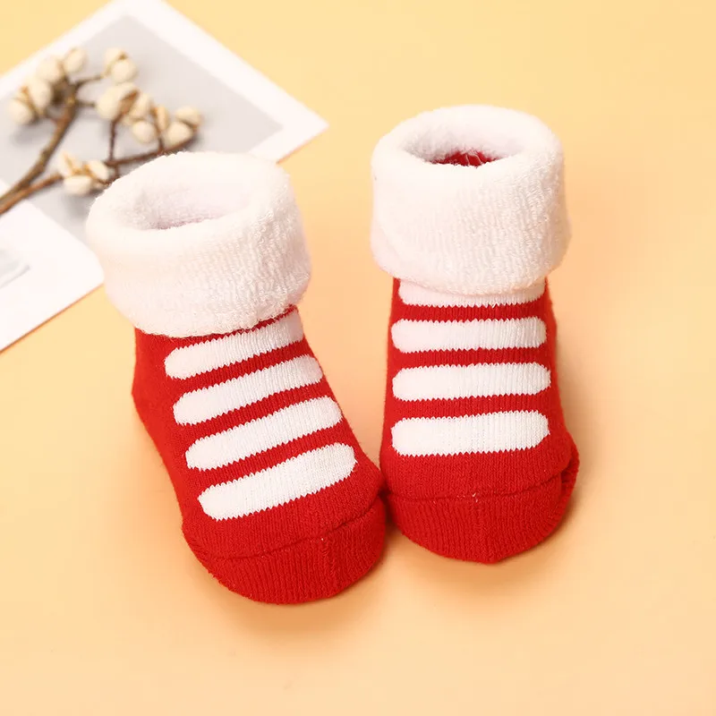 Red Four Stripe Детские носки, хлопоковый для новорожденных малышей, носки для девочек, Meia/woll, носки для маленьких мальчиков, детские носки для новорожденных мальчиков, зимние носки для маленьких мальчиков и девочек - Цвет: Red Four Stripe