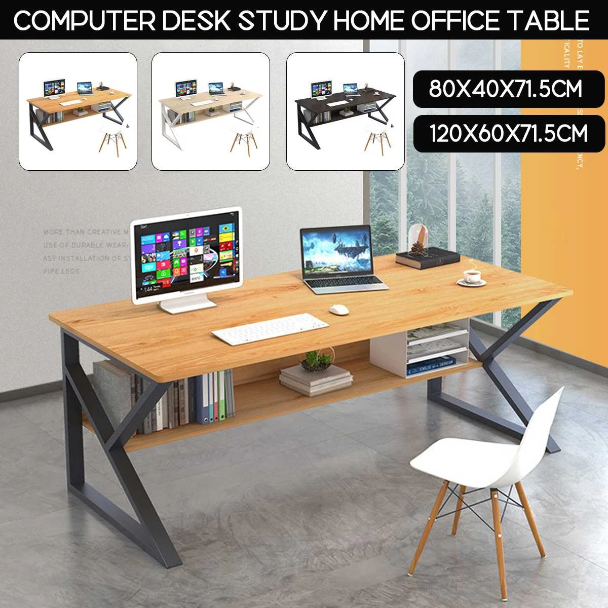 Escritorio para ordenador portátil de 120cm, mesa de estudio con estantes,  cajones, escritorio grande de madera para oficina, estación de trabajo para  juegos en casa|Escritorios para ordenador| - AliExpress