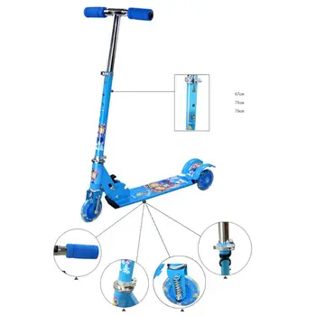 

Child Scooter with Flashing Wheels Adjustable Height Folding Outdoor Skateboard E65D