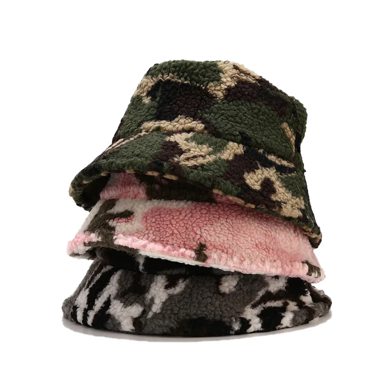 

2020 New Lambs Wool Hat Tide Autumn Winter Camouflage Fisherman Hat Men Women Outdoor Warm Windproof Sun Visor Winter