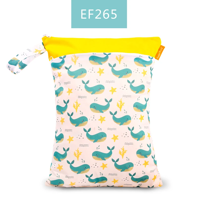 ES001EF265 Happy Flute 1 шт. Многоразовые водонепроницаемые модные принты влажная сухая сумка для подгузников двойной карман тканевая Ручка сумки для мокрого плавания 30*40 см - Цвет: ES001EF265