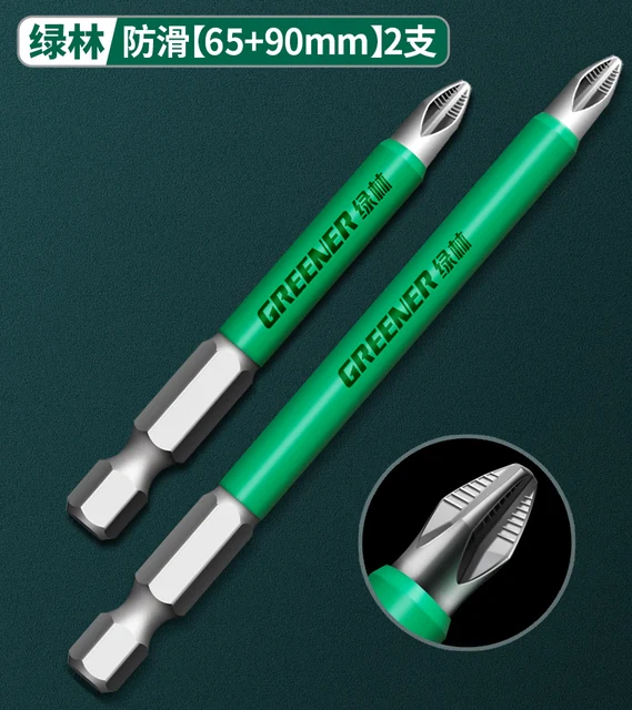 Greener Anti Slip Magnetic Batch Head Cross High Hardness Hand Drill Bit Screw Electric Screwdriver Set 25 50 65 70 90 150mm PH2 65 90mm 2pcs