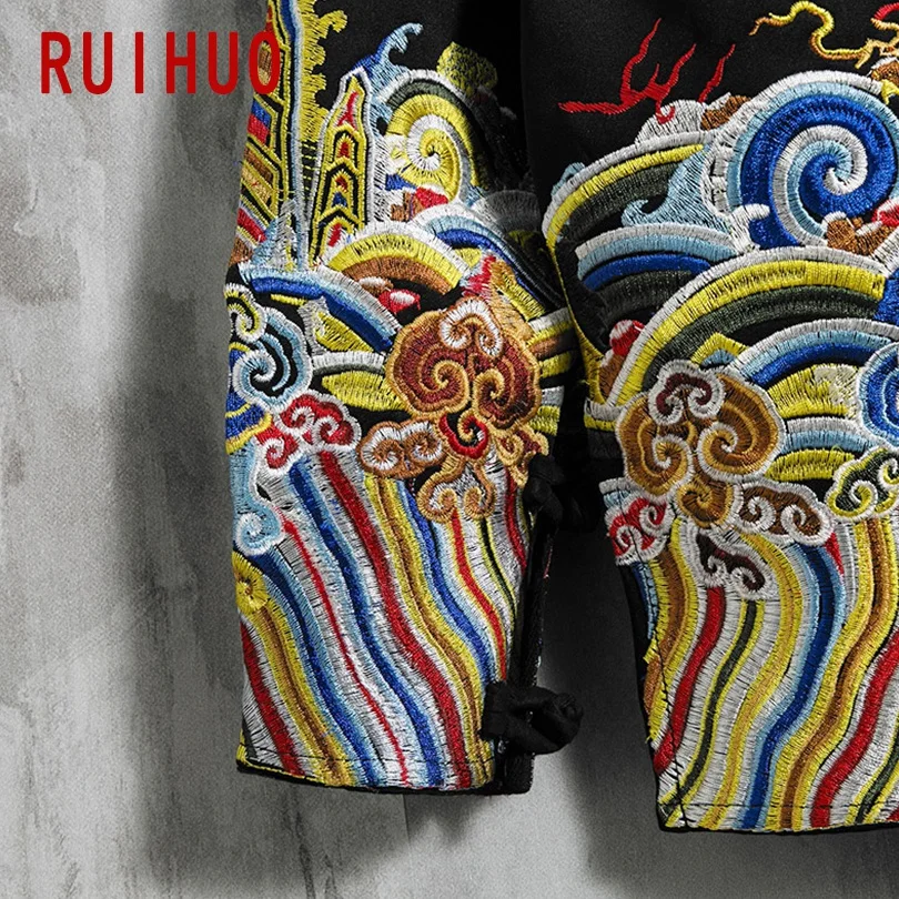 RUIHUO китайская Толстовка с вышивкой Мужская Толстовка Harajuku мужская Японская уличная одежда мужские толстовки хип-хоп 5XL осень