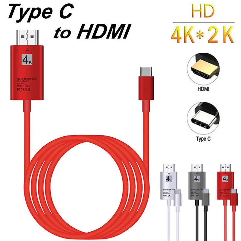 Новинка,, удобный 1 шт., 2 м, USB 3,1 type C, USB-C-4 K, Кабель-адаптер, удобный для переноски, для различных типов s мобильных телефонов