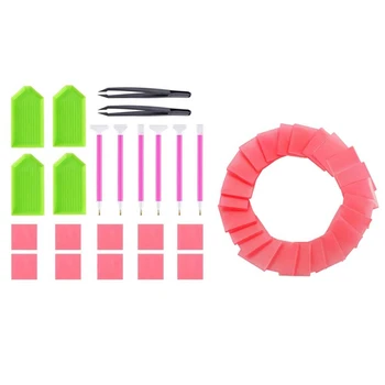 

60Pcs 5D Diamond Painting Glue Clay Tool(2X2Cm) & 1 Set DIY Diamond Painting Tool Kits, ABS + Silicone Materials Including Tweez