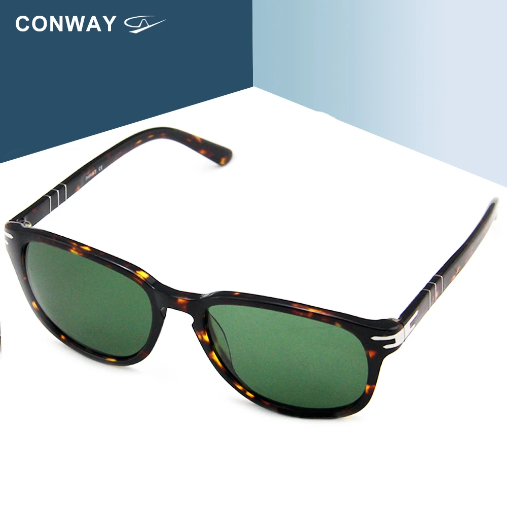 Tortoise CONWAY Винтажные Солнцезащитные очки для мужчин и женщин, солнцезащитные очки с защитой от ультрафиолета, фирменный дизайн, качественные ацетатные овальные линзы, гибкие дужки - Цвет линз: Tortoise