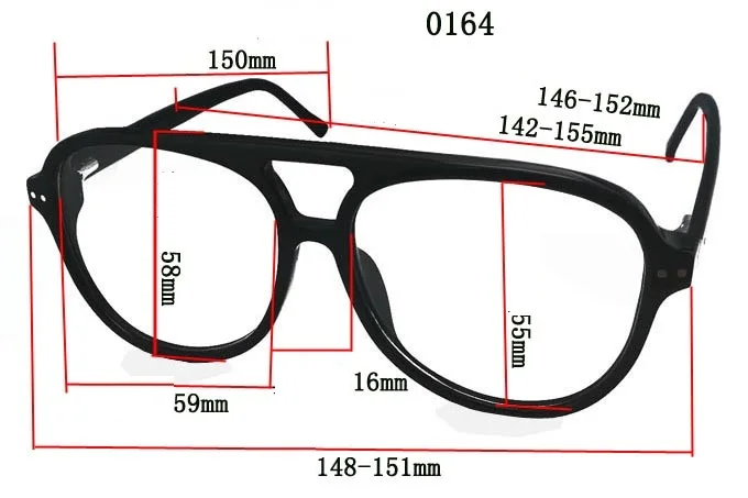 Vazrobe 155 мм большие очки оправа для мужчин и женщин авиационные широколицевые очки с ацетатными линзами мужские прозрачные линзы Черепаха Черный