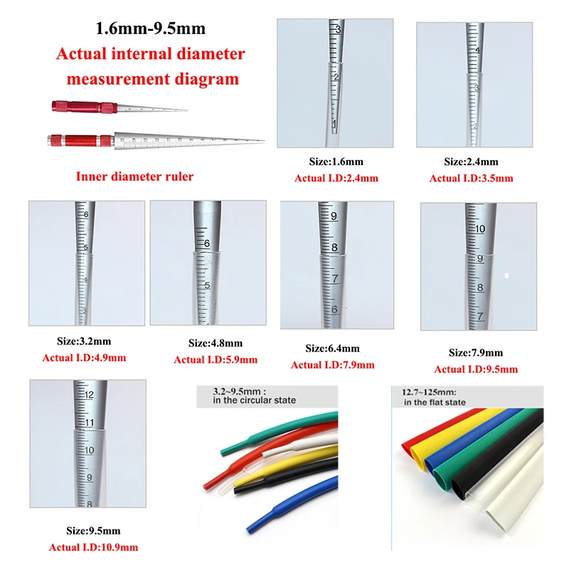 Heat Shrink Tube 3:1 with Glue Dual Wall Tubing Diameter 1.6/2.4/3.2/4.8/6.4/7.9/9.5/12.7mm Adhesive Lined Sleeve Wrap 1M/piece
