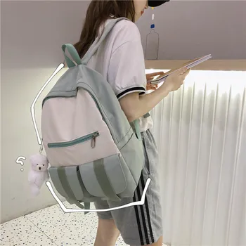 

Kawaii Backpack Women's Nylon Cloth Waterproof Cute Two-color Back Pack Contains Bear Pendant High Quality