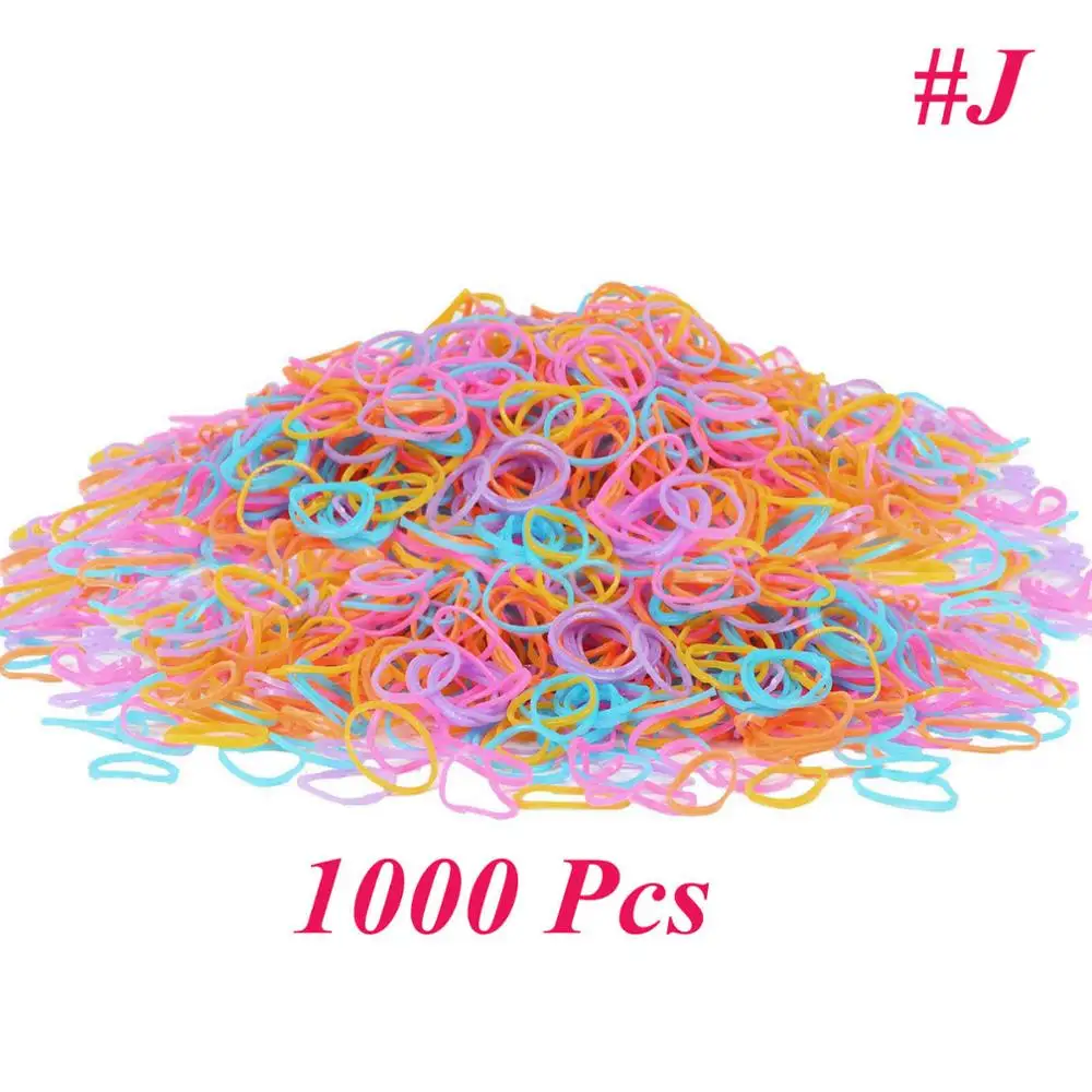 1000J 200/1000 шт милые цветные кольца для девочек, Одноразовые эластичные резинки для волос, резинка для хвоста, резинки для волос, Детские аксессуары для волос - Цвет: 1000J