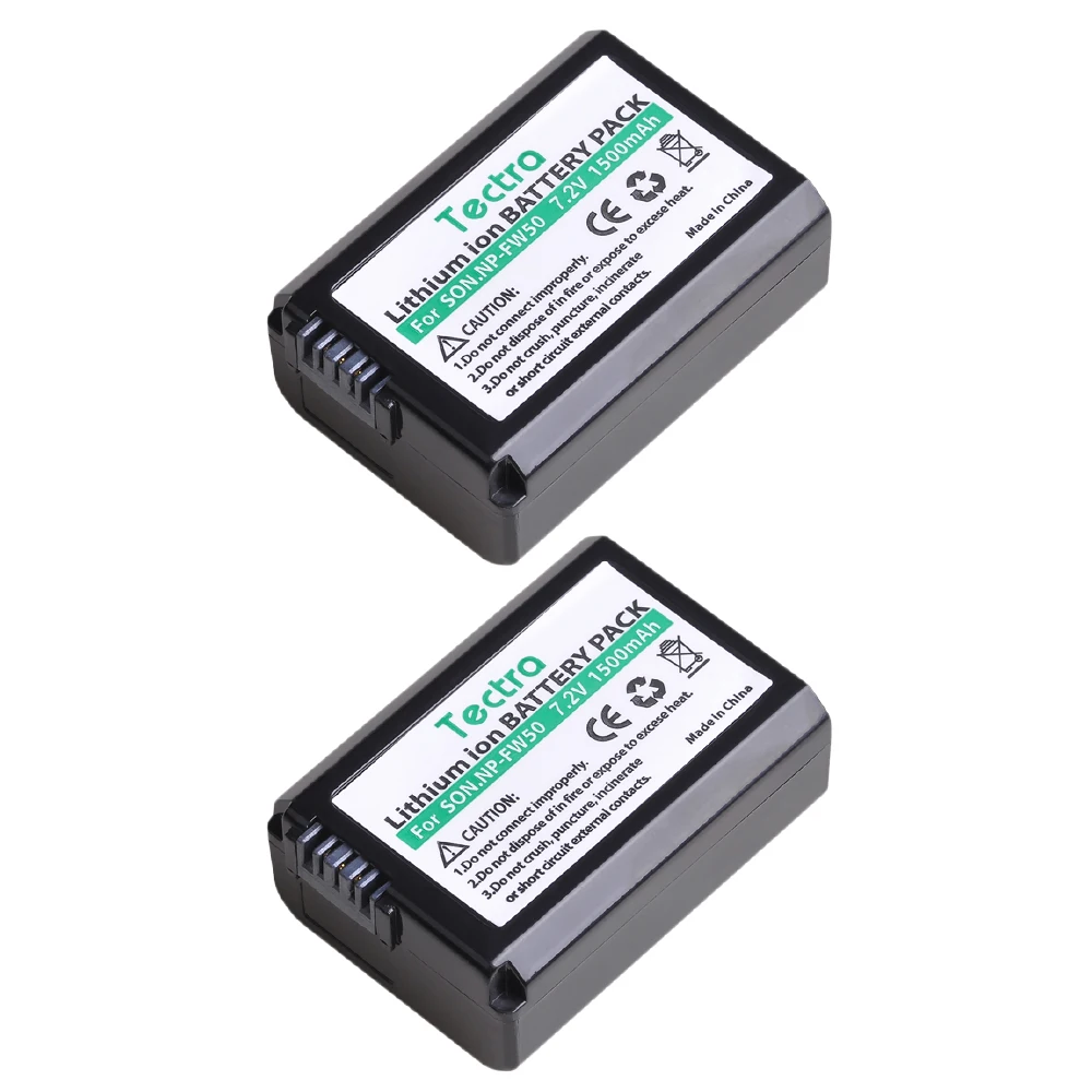 2 шт. аккумулятор 1500 мАч для Sony Alpha a6500 a6300 a6000 a5000 a3000|2pcs np-fw50|npfw50 batterynp-fw50 battery |