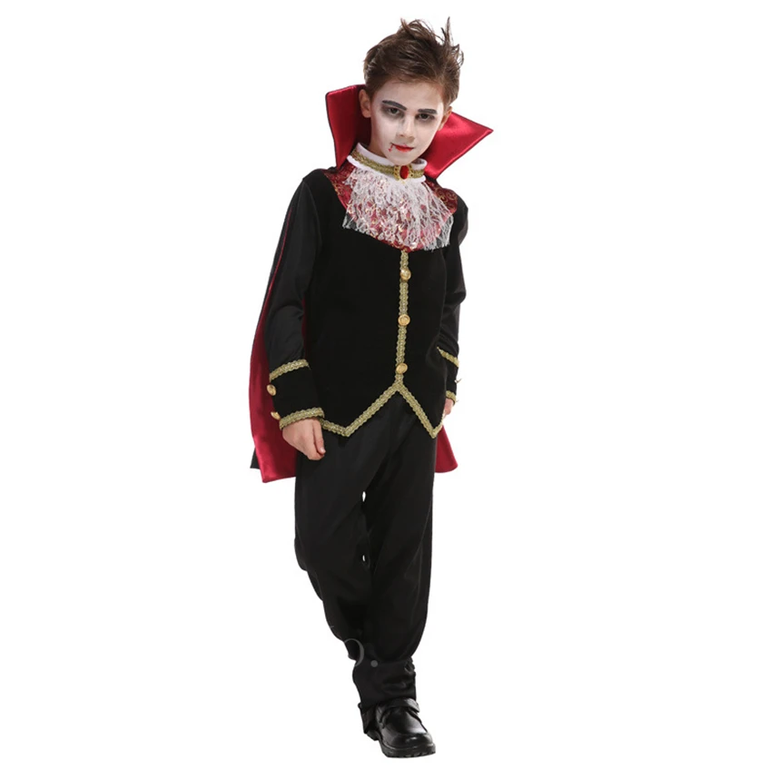Страшный карнавальный костюм вампира для мальчиков; костюм на Хэллоуин; граф Дракула; готический принц; фантазия; маскарадный костюм; вечерние карнавальные комплекты одежды
