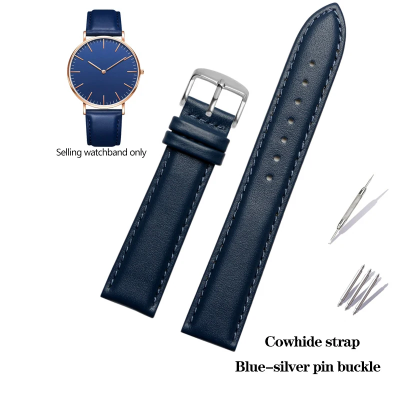 thumbnail image 1 of Correa de piel de vacuno de color azul y acero inoxidable para reloj Citizen Rossini 517793 de 14, 16, 18, 19, 20 mm, 21 mm, 22 mm y 23 mm, 1 of 5