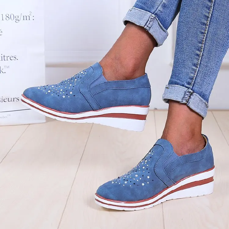 

2020 New Style Hot Selling Casual Shoes round-Toe Semi-high Heeled Extra High Large Size WOMEN'S Shoes