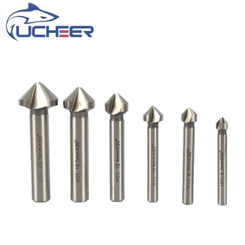 

Free Shipping UCHEER 6pcs 90 Degree HSS Chamfer Cutter 6.3-20.5mm 3Flute Chamfer Drill Bit Set Countersink Drill Bit