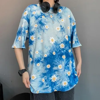 

Summer t shirt Women Cotton T-shirt O-Neck Short Sleeve Female Tee Loose Floral Printing T-Shirt Solid Lady Tshirt Tops