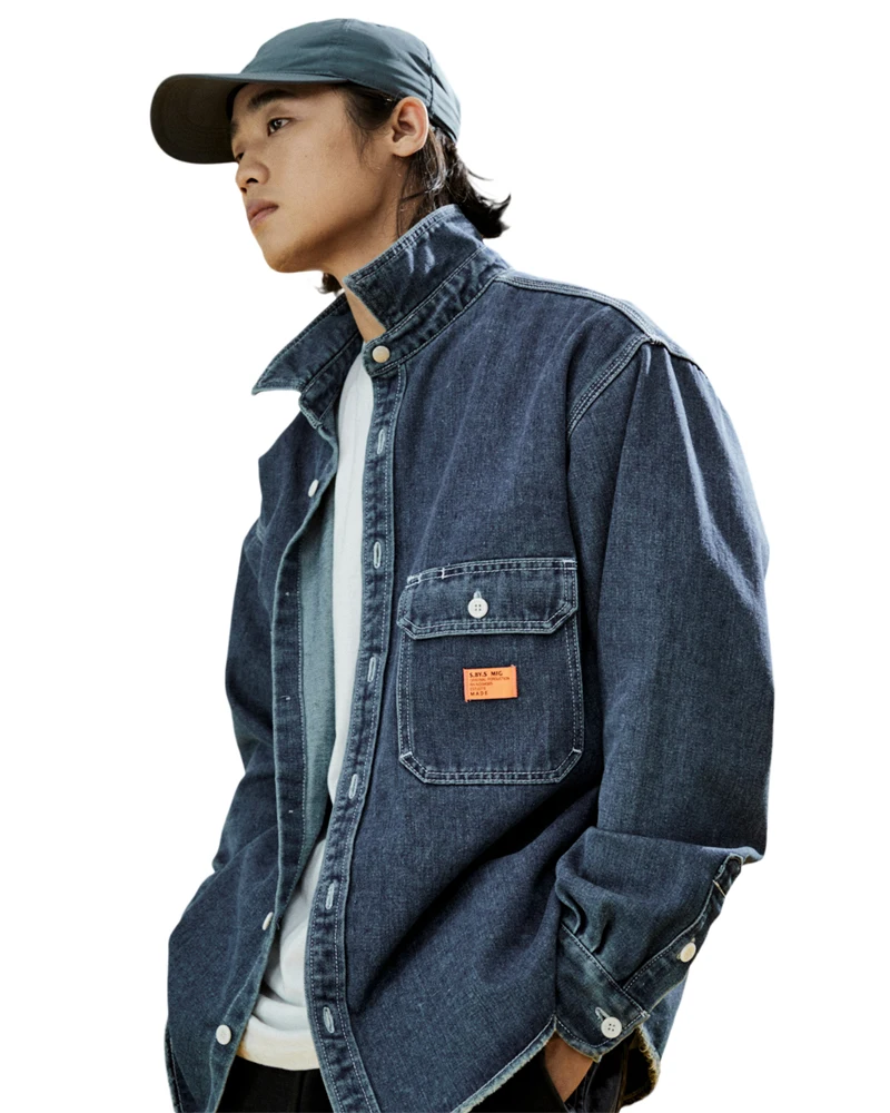 long denim shirt jacket