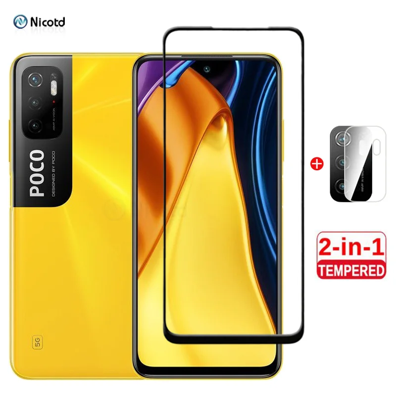 

2in1 Protection Glass For Xiaomi Poco M3 M4 Pro 4G 5G Screen Protector Camera Lens Tempered glass on Poco X3 NFC Pro F3 F1 Glass