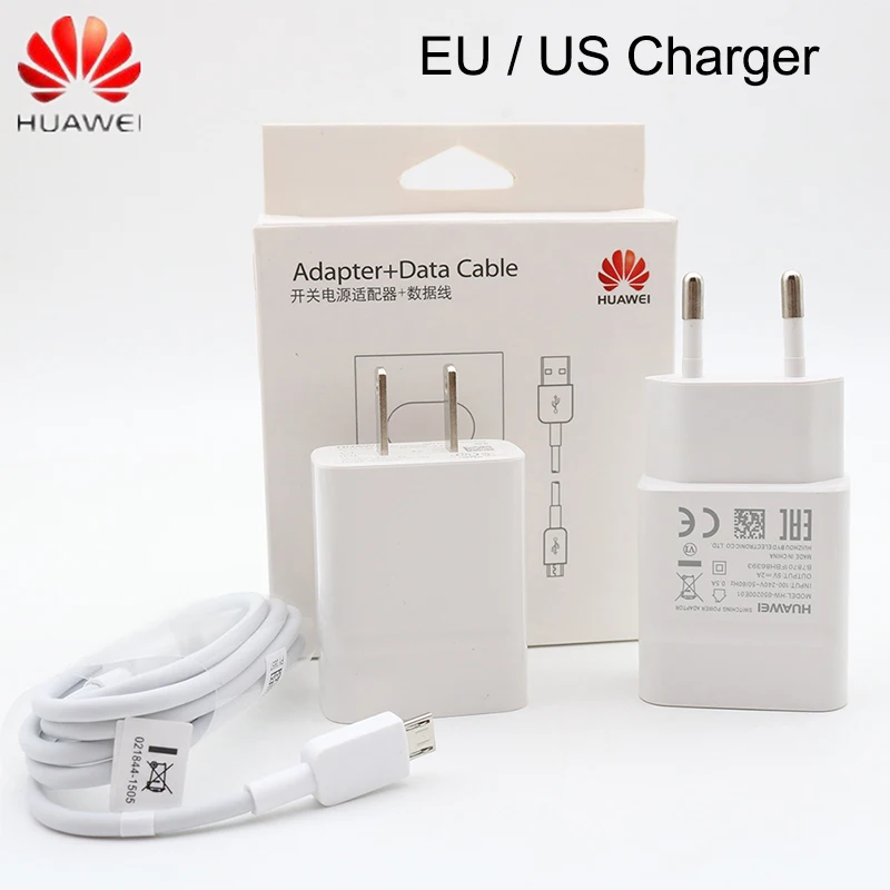 Original Huawei p10 lite Charger 5v2a EU/US plug Charge adapter micro cable for Honor 8x 7x y5 y6 y7 y9 p smart p8 p9 lite mate charger 65 watt