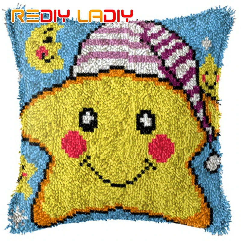 Крюк с защелкой подушки Lucky Star Подушка Чехол предварительно нанесенными