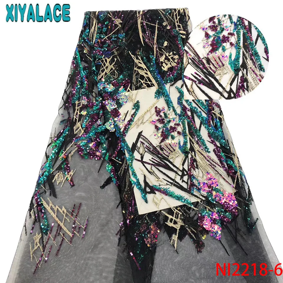 Новая кружевная ткань с блестками, французские кружева ткани высокого качества Тюль французский, кружевной материал для африканских женщин KSNN2218-4