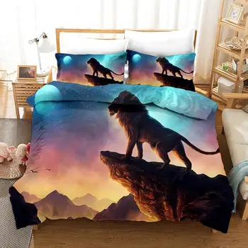 

Lion King Pattern Bedding Set Bedroom Decor Kids Gift 100% Microfiber Soft 1PC Duvet Cover with Pillowcases No Comforter