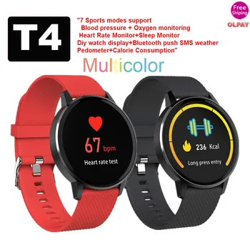 

T4 Smart Watches Full Touch Screen Smart Bracelet Heart Rate Blood Pressure Monitor Sports Fitness Tracker Bands for IOS Android