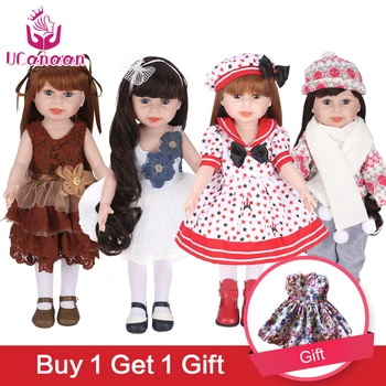 

UCanaan 45 cm/18 Inch Girl Doll Handmade Soft Plastic Reborn Baby Toys Girl Dolls for Kid's Gifts