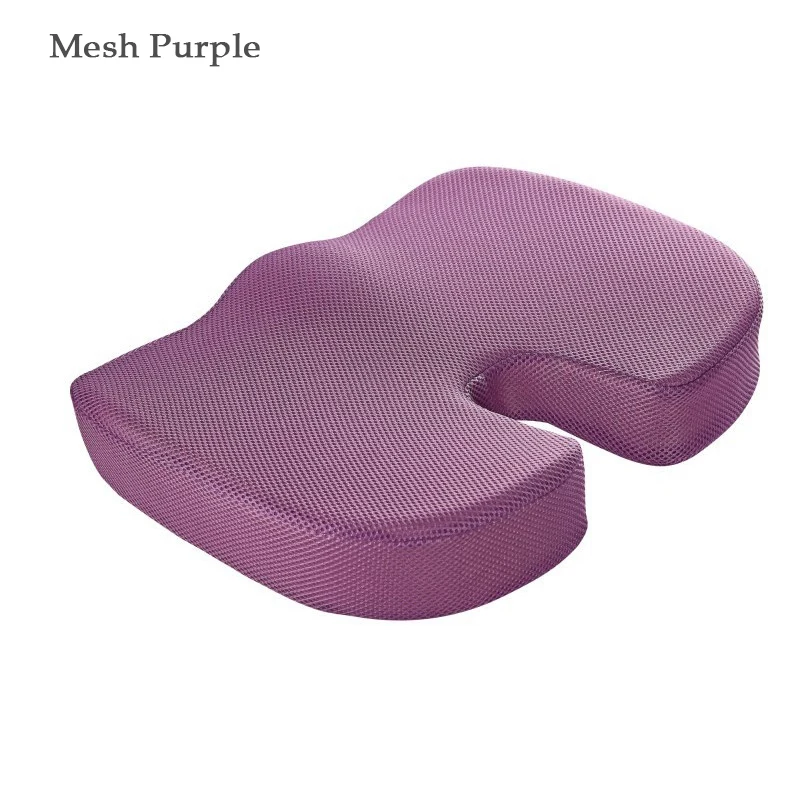 2 шт., Нескользящая подушка для автомобильного сиденья, Подушка для спины, ортопедическая Ортопедическая подушка с эффектом памяти, медленный отскок, поддержка талии для офиса - Цвет: Mesh Purple Seat