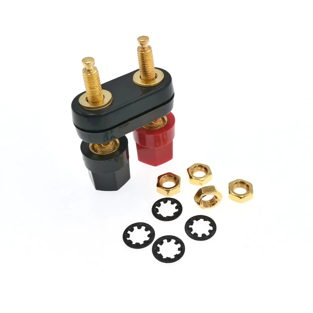 Двойные золотые колонки соединительные клеммы 4 мм розетки для вилок типа банан 2