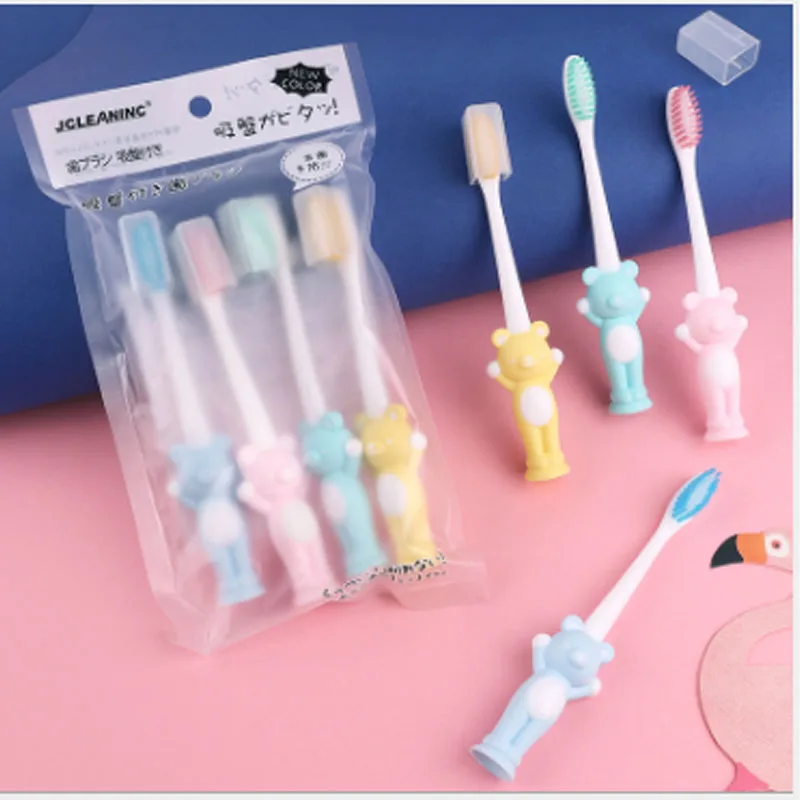 

Cartoon Children's Toothbrush 4 Packs Suitable For 6-12 Years Old Bear And Rabbit Toothbrush Children's Toothbrush Soft Bristles