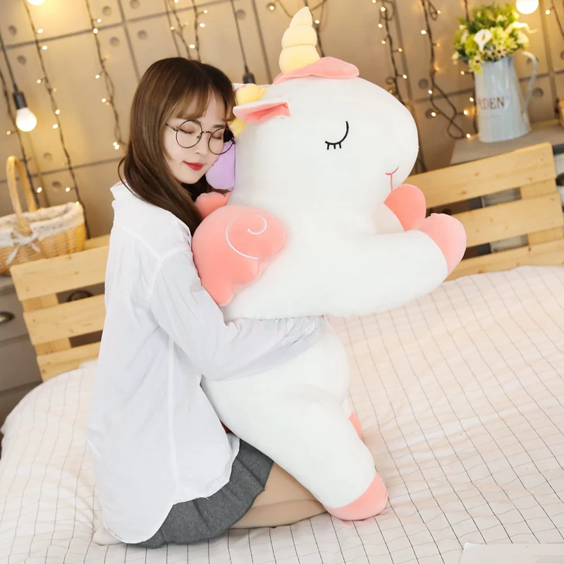 New Arrival Large Unicorn Plush Toys Cute Blue Yellow White Horse