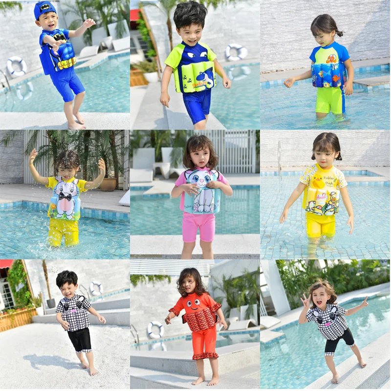 Children Floating Swimwear Detachable Buoyancy Zipper Back Training Bathing Suit Safe Learning Lesson Protective Float Swimsui