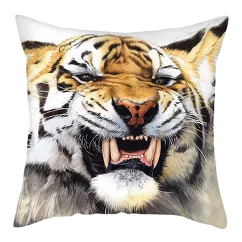 

Nanacoba Short Plush Cushion Cover King of The Forest Animal Throw Pillowcases for Home Bedroom Sofa Decorative Pillow Cover