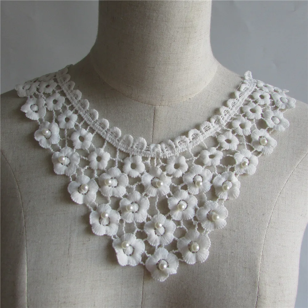 Pack De 2 Apliques De Encaje Bordado 3D Con Perlas - Motivo Lavanda, Para Coser En Vestidos, Chaquetas, Manualidades (aprox. 32,5x29,5 Cm)