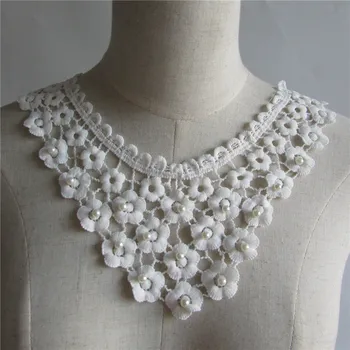 

new arrive white pearl Embroidered flower collar lace collar DIY sewing accessories Decoration Appliques 1pcs sell free shipping