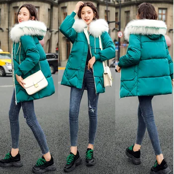 

2020 Fashion Women Winter Loose Jacket Cotton Padded Warm Thicken Ladies Coat Long Hooded Parka Women Casual wear