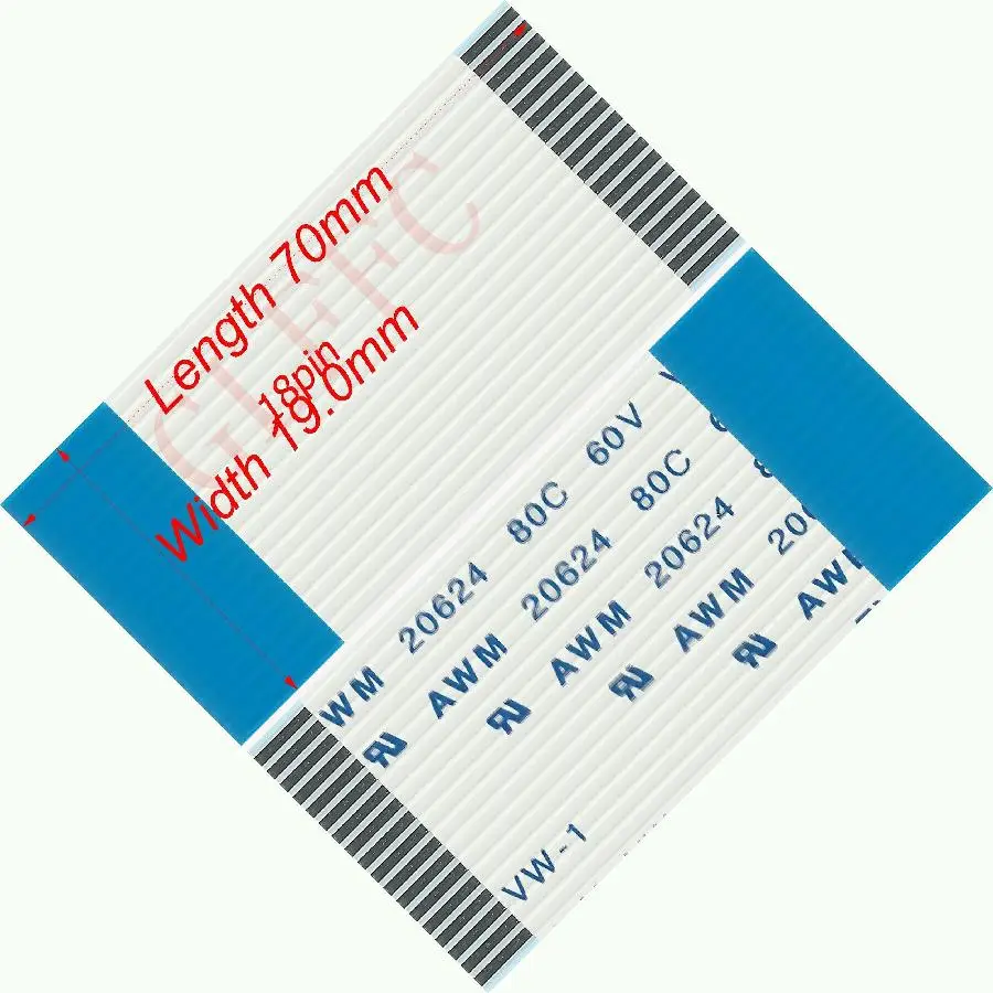 18pin 1,0 шаг 70 мм-200 мм B-type Гибкий плоский кабель FFC awm 20624 ROHS для ttl lcd DVD Компьютера