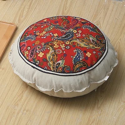 Хлопковый и льняной Круглый Большой Балконный Коврик для йоги, коврик для медитации, коврик для чайного столика Коврик для медитации удаляемый моющийся подушка
