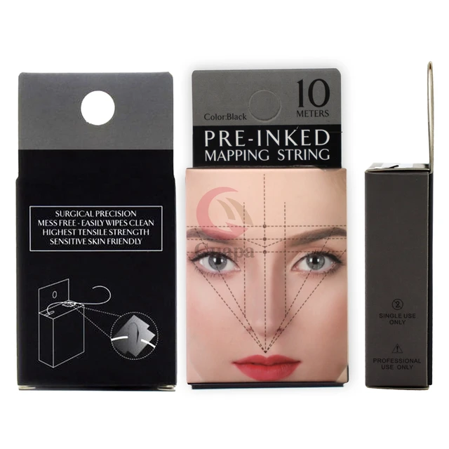 10M Premium Pre Inked Mapping String Eyebrow Ruler Thread Microblading Supply Brow Mapping String with Brown