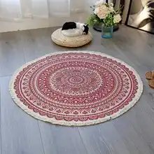 Марокканский круглый ковер для гостиной, спальни, в стиле бохо, с кисточками, хлопковый льняной ковер, диванная подушка, молитвенные коврики, тканые ковры