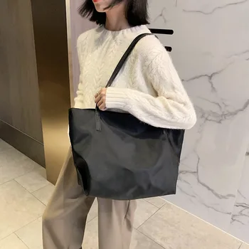 

Women Big Capacity Shoulder Top-handle Bag Nylon Simple Handbag Casual Tote Large Capacity Long Shoulder Handbag Shopping Tote