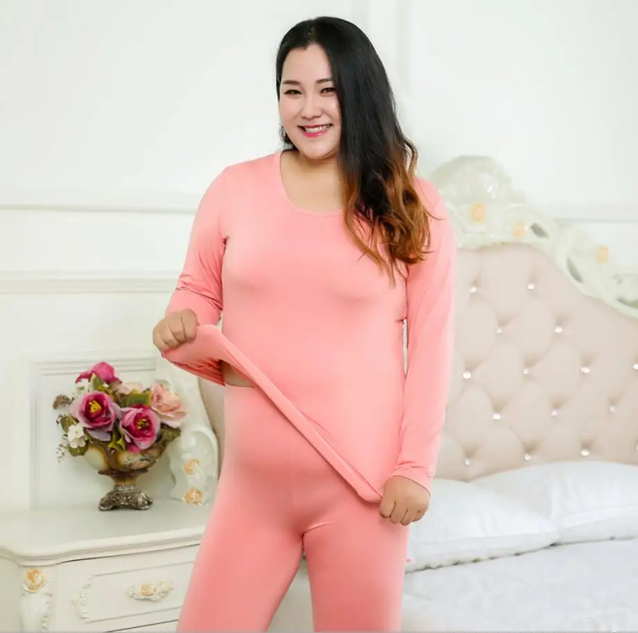 6XL Women Tunic Winter Thermal Underwears Warm Long Johns New Slim Underwears Sets Bottoming Pink Purple Black