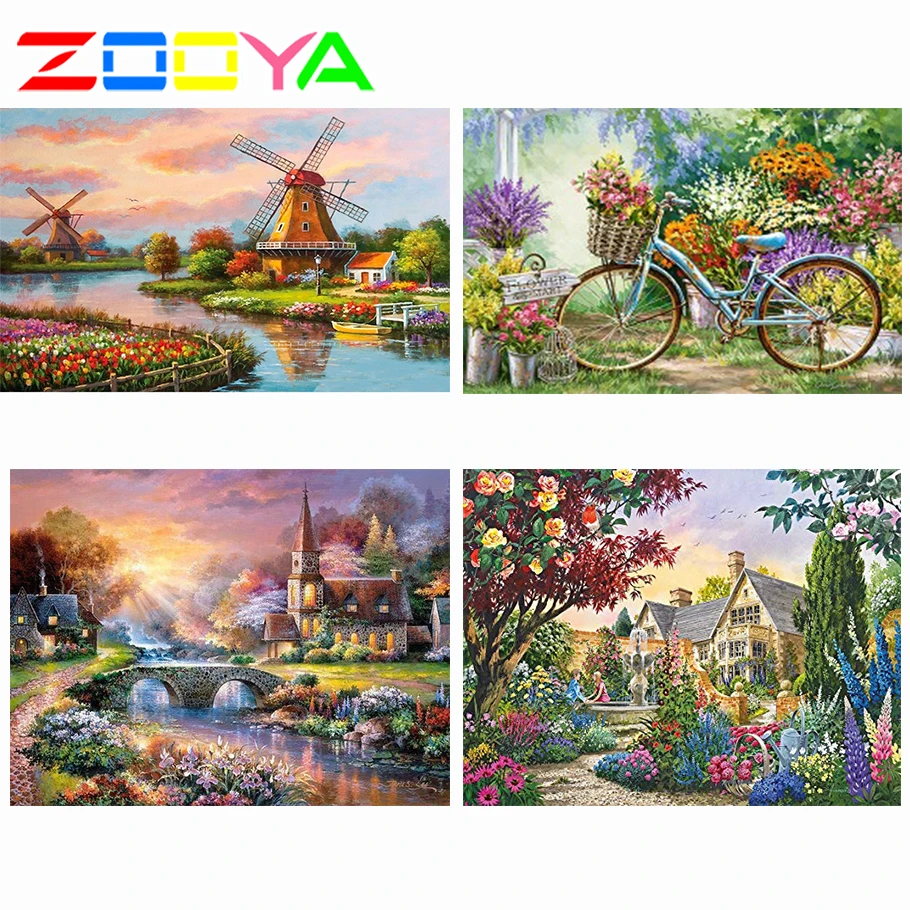 Zooya 5D Diy Алмазная картина полностью квадратная/круглая дрель ветряная мельница