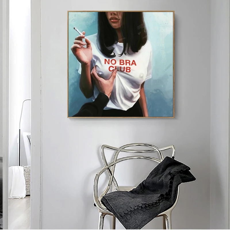 Canvas Paintings Abstract No Bar Club Girl on The Wall Art Posters and Prints Modern Bad Girls WaLL Pictures for Living Room | Дом и сад