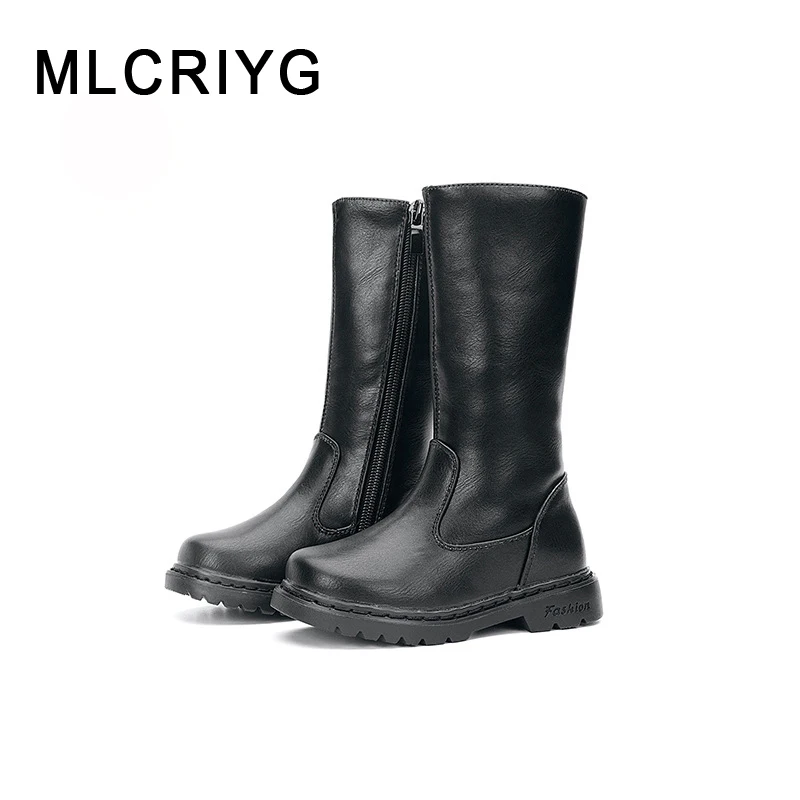 

Kids Princess Boots Baby Girls Brand Genuine Leather Shoes Children Knee High Boots Toddler Black Casual Boots Spring New Winter