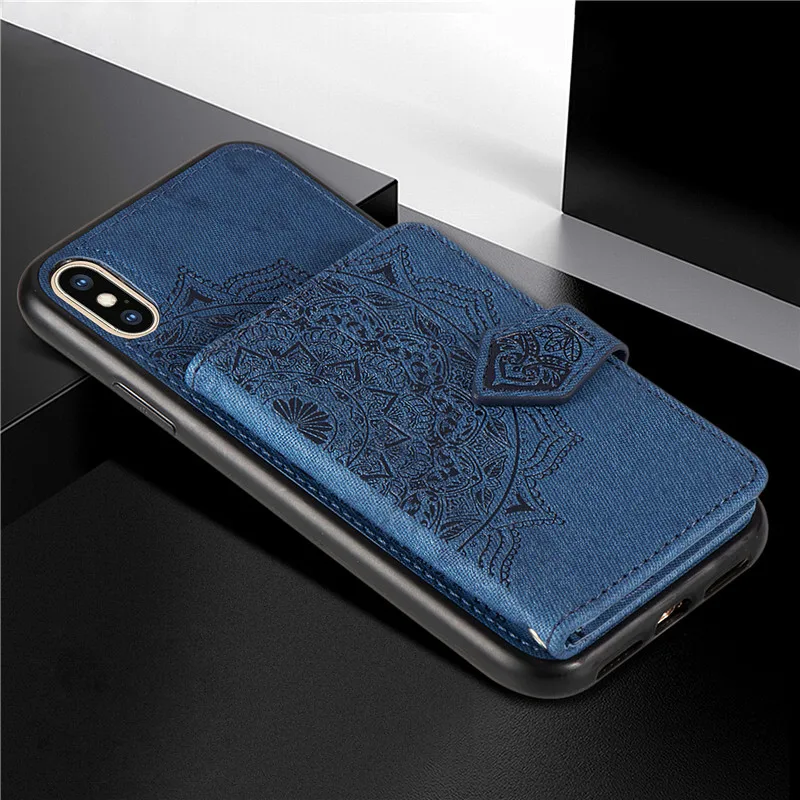 Роскошный тканевый холщовый чехол кошелек для iphone 6 6s Plus 7 8 11 Pro Max X Xs Xr Магнитный
