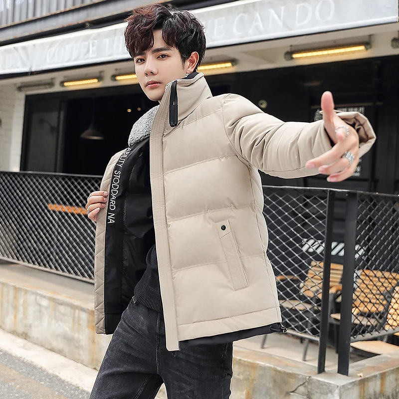 HAYBLST брендовая одежда куртка Для мужчин со стоячим воротником теплая зимняя парка Homme корейской моды размера плюс M-4XL дропшиппинг пальто - Цвет: Хаки