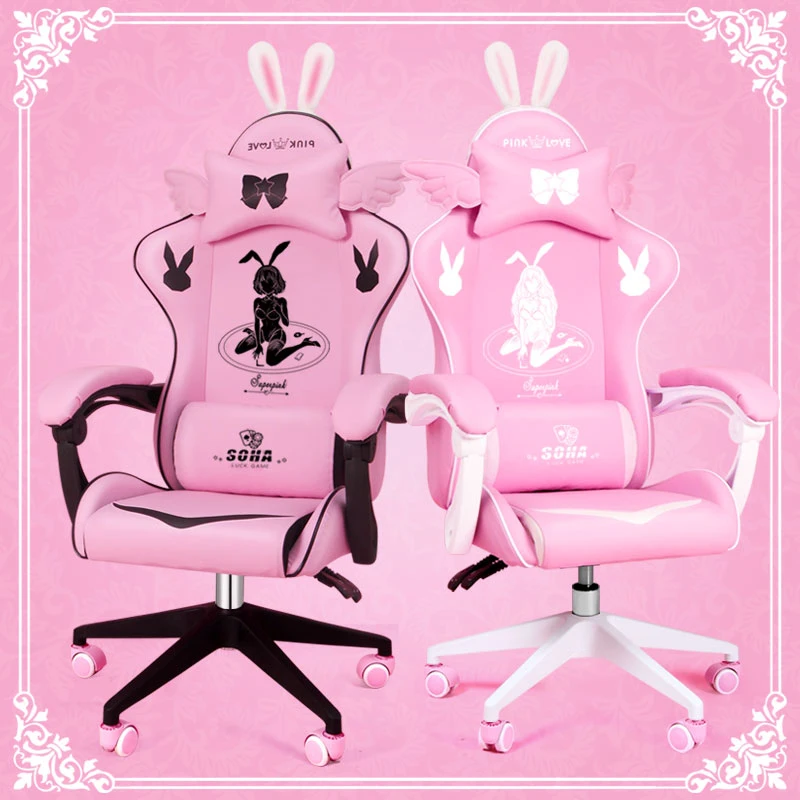 Girls Pink Goddess Gaming Chair Anchor Live Photogenic Seat Computer Chair Home Cute Lifting Chair OfficeSupplies Artificial Hot