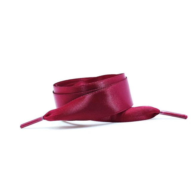 1 Pair 22 Colors Silk Satin Shoelaces 2 CM Width Flat Ribbon Shoe laces Boots Women Sneakers Shoelace Length 80CM 100CM 120CM S1 Dark red